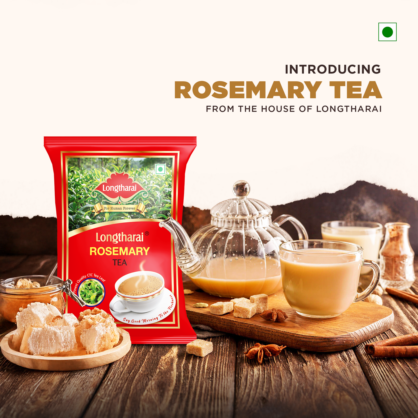 Longtharai Rosemary Tea – CTC Premium Blend (Pack of 3, Total 300g)